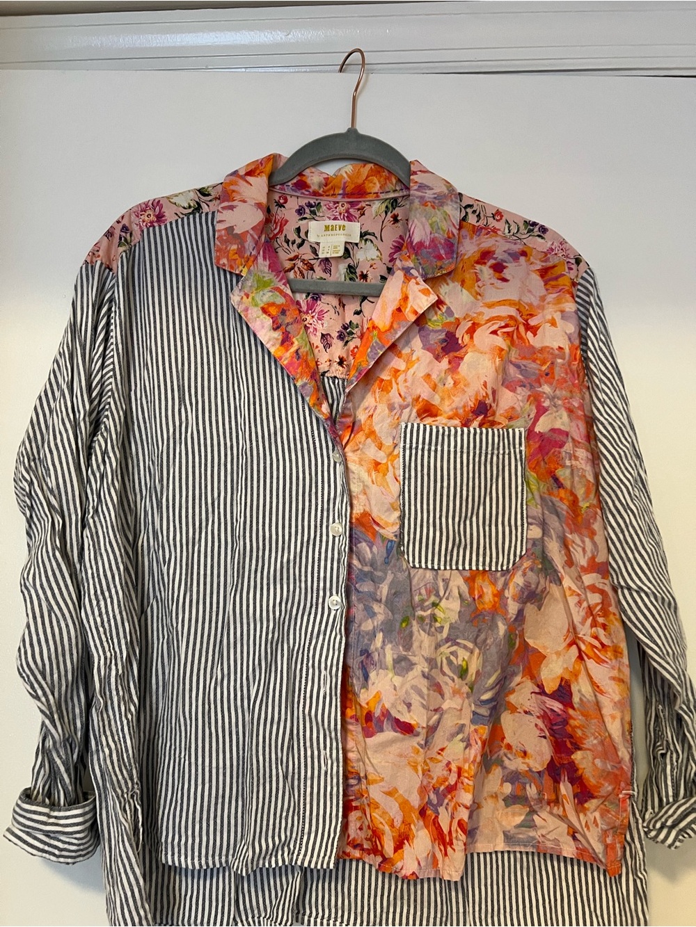 Maeve by Anthropologie floral and stripes button down size 4